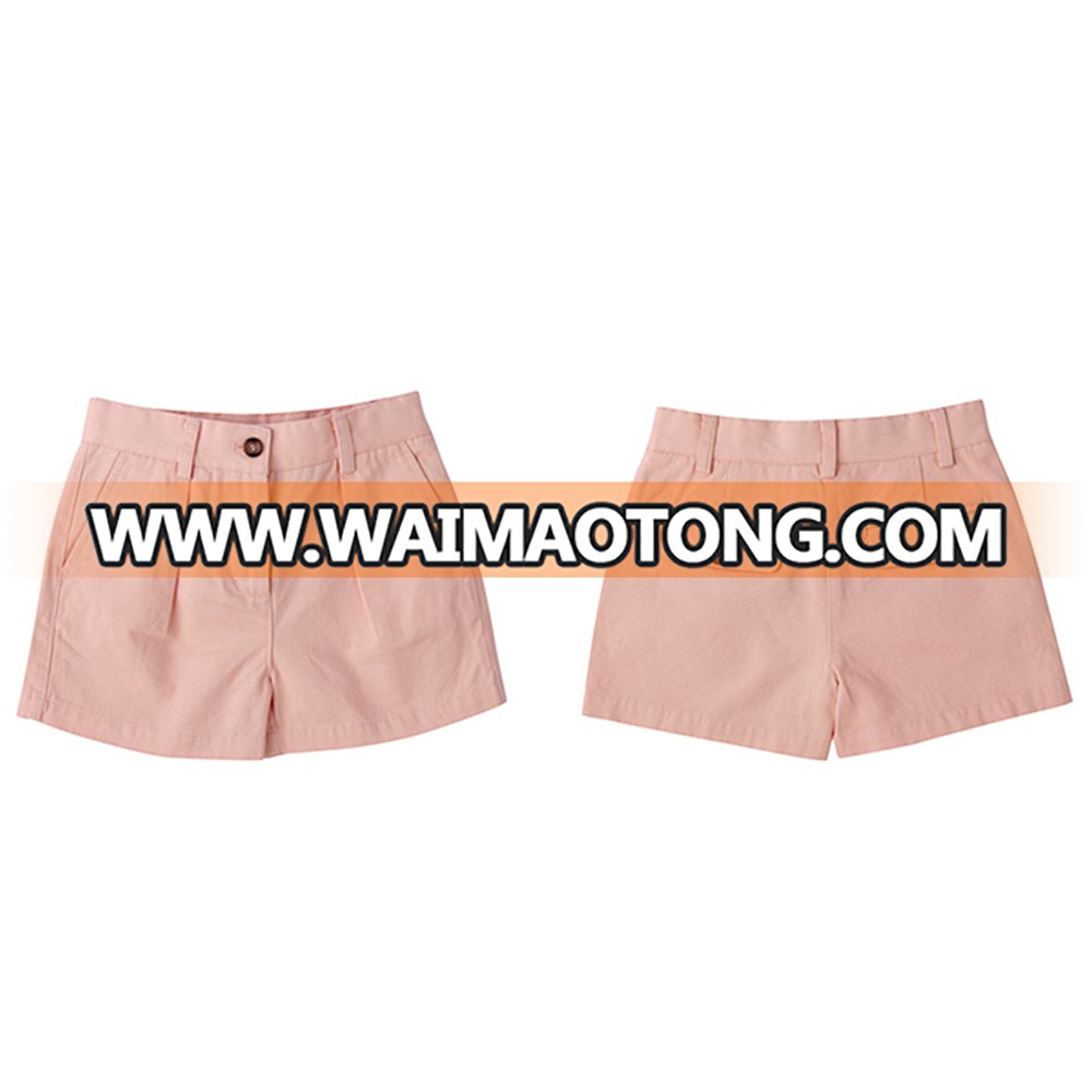 Fashion Loose Pink Plain Cotton Girls Shorts