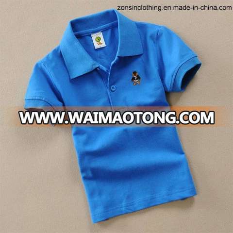 Pure Color with Logo Short Sleeve Children Polo T-Shirt