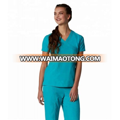 Stylish Polyester spandex Stretch Medical Y-neck Scrubs (No Ironing needed), nursery Shirt, dental gown, doctor uniform