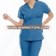 Polyester Spandex Stretch Medical V-neck Scrubs with Chest pocket(No Ironing needed), nursery Shirt, dental gown, doctor uniform